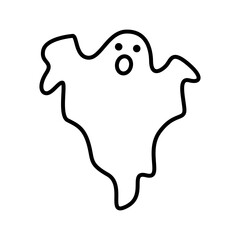 Ghost with a flowing tail, floating mid-air. Suitable for scary stories, haunted themes, or Halloween content. Outline icons Collection. editable stroke. vector illustration