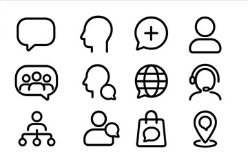 Modern communication and networking icons on dark background