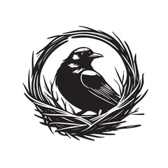 Minimalist concept of Birds in Nest