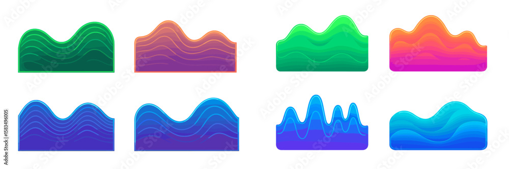 Poster digital wave patterns in vibrant colors showcasing abstract designs and gradients, perfect for creat
