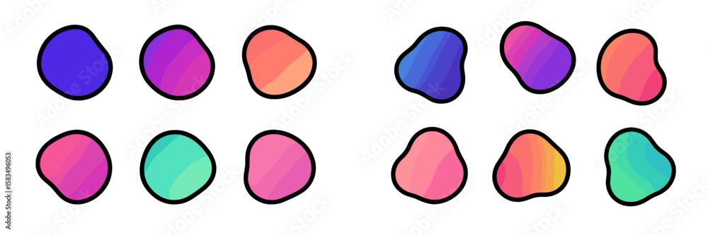 Poster colorful abstract shapes arranged in a grid pattern create a vibrant visual display with smooth grad