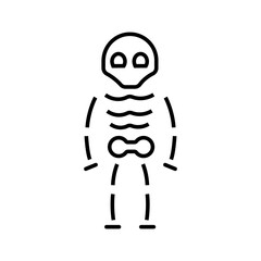 Full body skeleton icon in outline style. Ideal for anatomy, horror, or Halloween-related content. Outline icons Collection. editable stroke. vector illustration