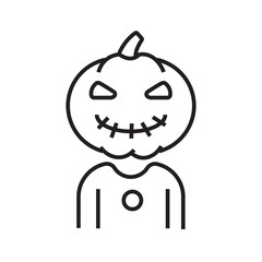 Vector icon of a classic Halloween pumpkin head with creepy face expression. Perfect for spooky, seasonal, or Halloween-themed designs. Outline icons Collection. editable stroke. vector illustration