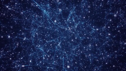 Futuristic web of interconnected nodes and data streams, symbolizing modern technology