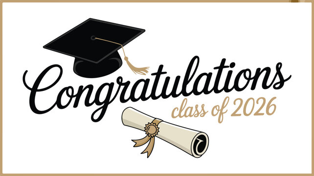 Vector Congrats Graduation Academic Success Illustrated for Graduating Class Celebration Design