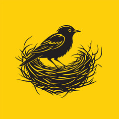 Minimalist concept of Birds in Nest