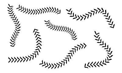 Wavy Curved Arrows Set – Hand Drawn Style Illustration on white background.
