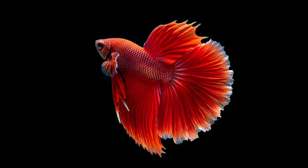 Obraz premium Graceful betta fish swimming in black water underwater photography artistic presentation vibrant colors