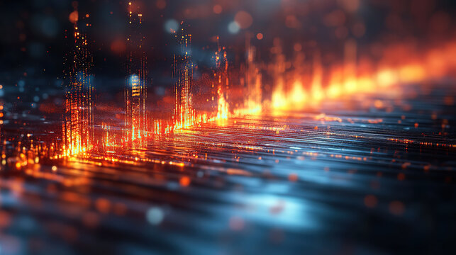 Abstract Sound Wave Audio Graphic with Lower Right "Credit" Text, Cyan-Blue Light and Black Shadows on Dark Gradient, Dramatic High-Detail Background.