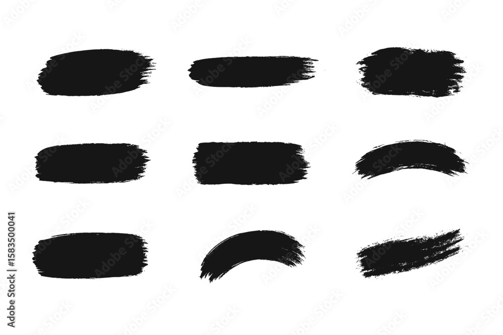 Poster brush stroke collection showcasing diverse techniques for artistic expression and creativity in visu