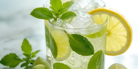 mojito cocktail with lime and mint