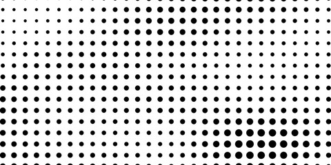 Halftone grunge background. Faded grain gritty textured wallpaper. Black and white comic noise grit surface. Pixelated speckles, dots and particles overlay. Aged dirty sand backdrop cover. Vector
