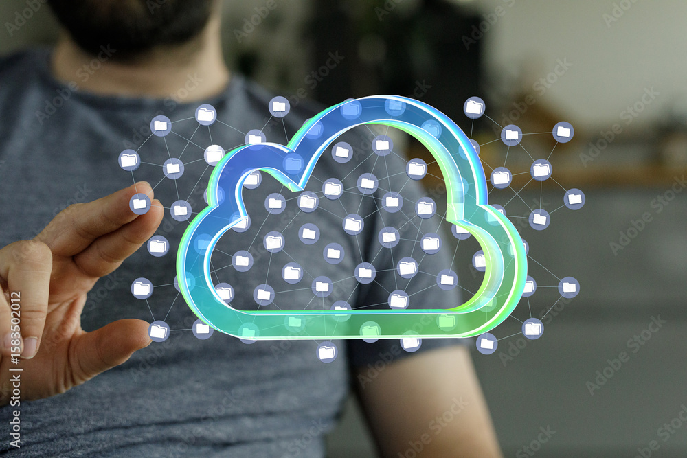 Poster seamless data management with secure cloud storage. access files anytime, anywhere.
