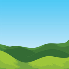 Vector landscape background of green land and mountains