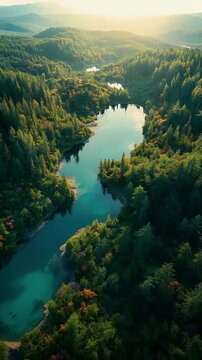 Winding River Through Emerald Forest