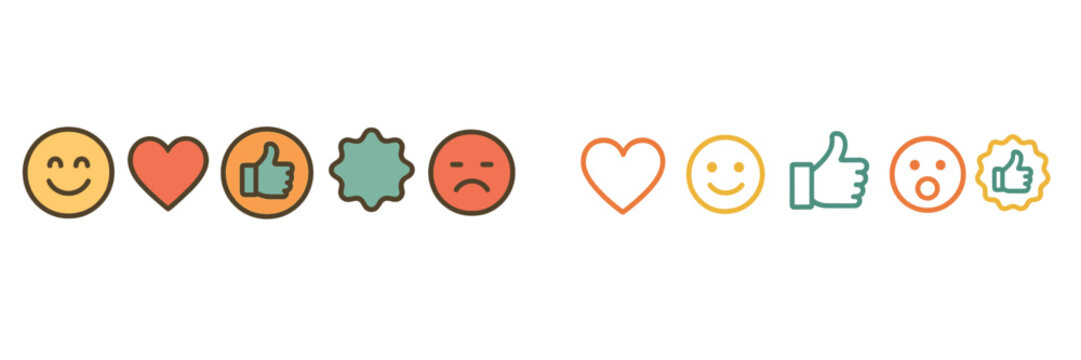 Emojis representing various emotions and reactions on a plain background