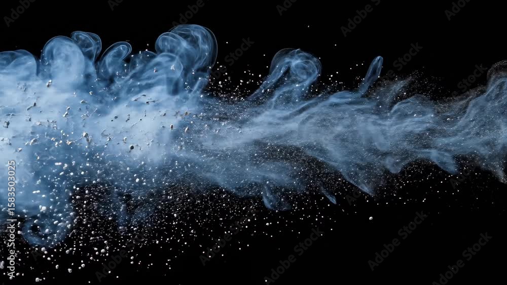 Poster abstract fluid dynamics in motion: a visual study of explosive particle dispersion on black