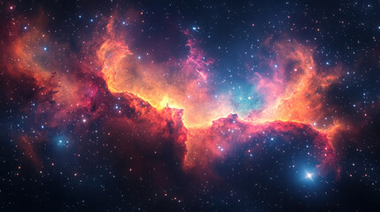 Fototapeta premium mesmerizing view of a colorful nebula in outer space, featuring vibrant shades of pink, blue