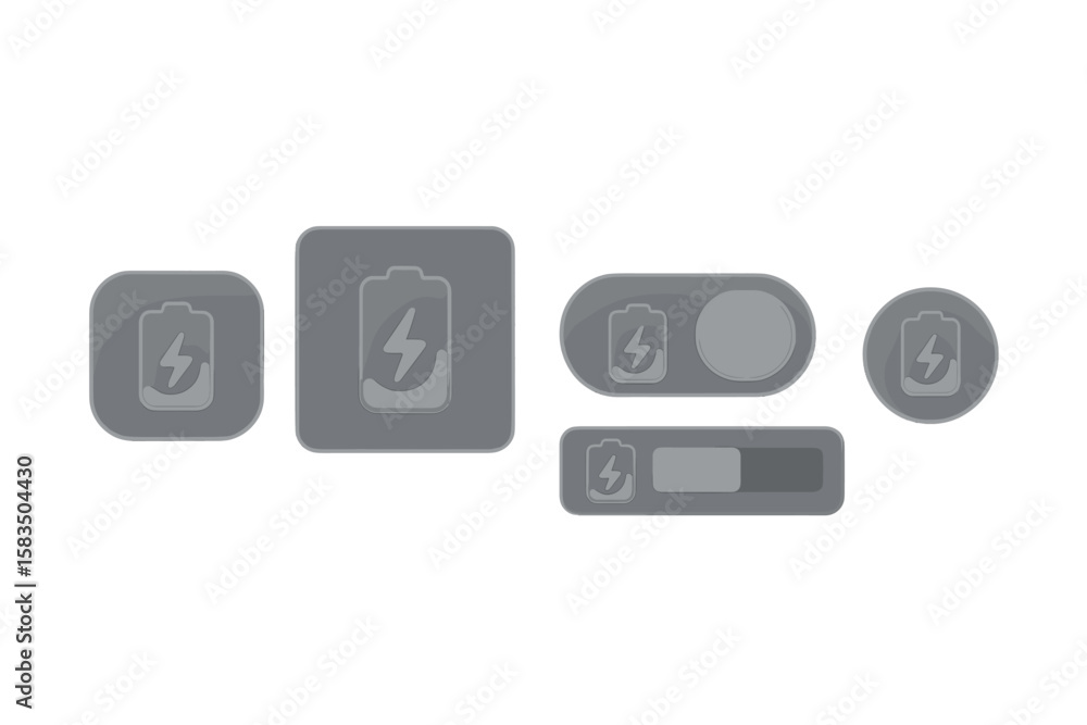 Poster battery icons and indicators designed for digital interface use in application development projects