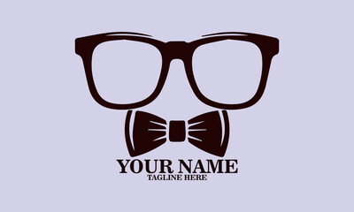 glasses bow tie day gift design vector illustration, glasses bow tie icon and logo design