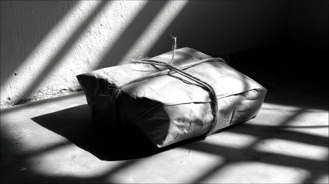 Wrapped package in grayscale light