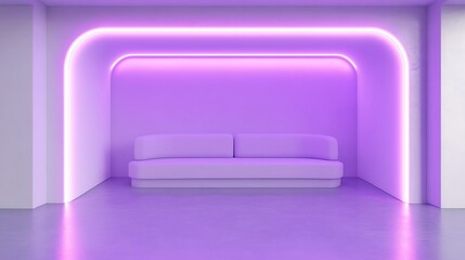 Modern lounge with vibrant purple lighting
