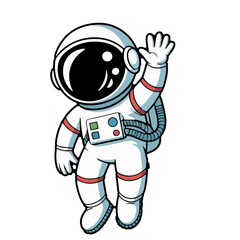 Comic cartoon astronaut character in space illustration