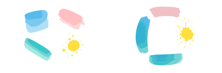 Colorful watercolor shapes and patterns create a vibrant and playful artistic composition for creative projects