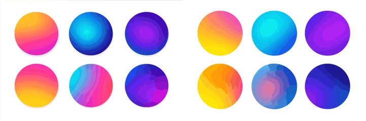 Colorful gradient spheres arranged in a visually appealing grid with vibrant hues and smooth transitions