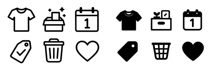Icon collection showcasing various items and symbols related to shopping, organization, and love