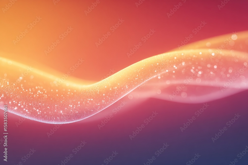 Poster close-up of silky energy stream rippling across dot-textured gradient background transitioning from 