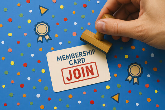 The concept collaboration and inclusion is represented by stamping a membership card symbolizing commitment and engagement in an organized network