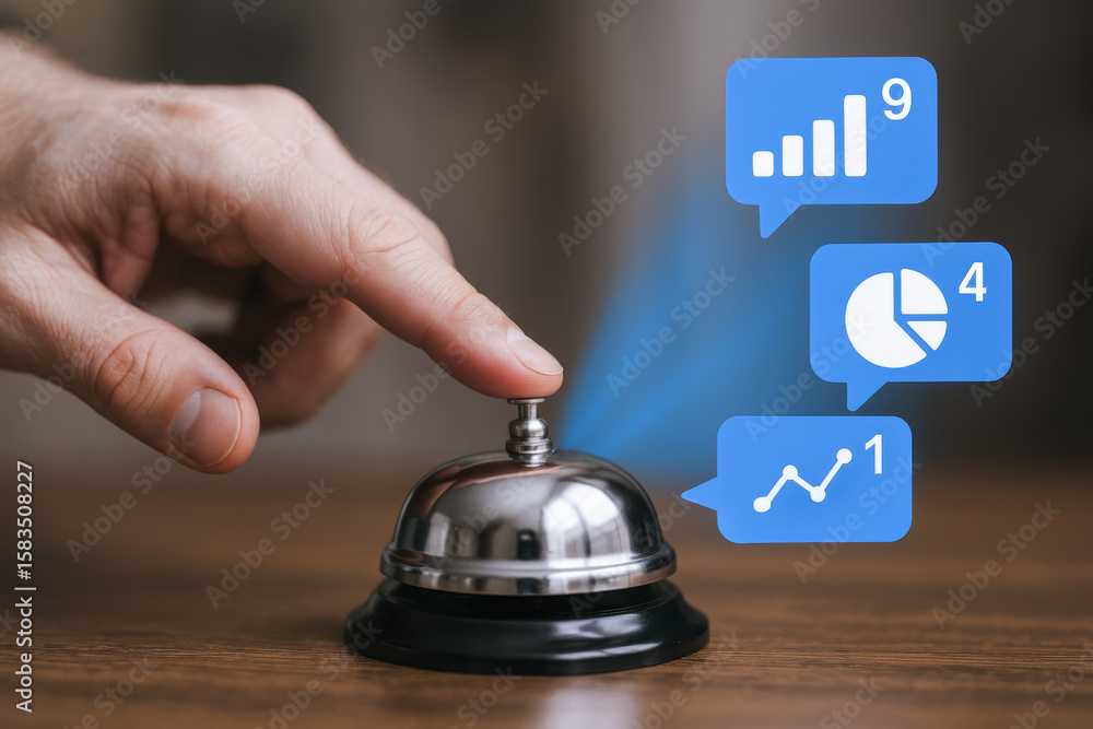 Poster engaging with notification signals triggers dynamic data insights and growth metrics vital for busin