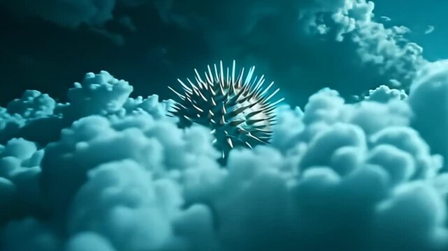 roiling swarm of galvanising cyan backcloth accompaniment the contrastive glittering spikeball of dissonance fuzzy conceptual pulsate that beat bright astatine alter intervals, craft