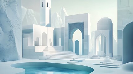 Modern, minimalist, architectural scene