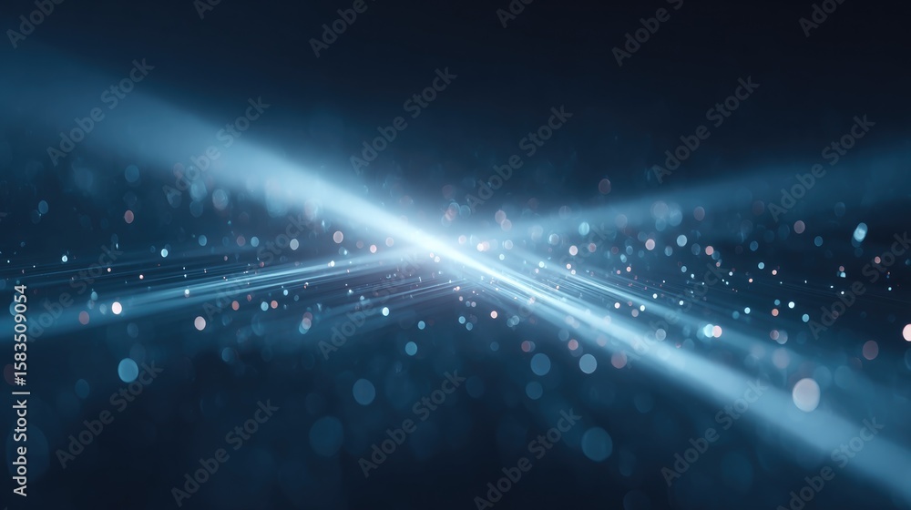 Aufkleber drone-style view of intersecting glowing lines and dot streams forming surreal fractal grid on deep 