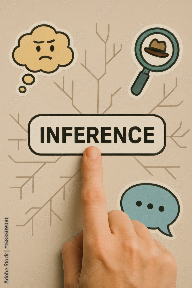 Poster a pressing the inference button symbolizes decision-making and critical thinking in business strateg