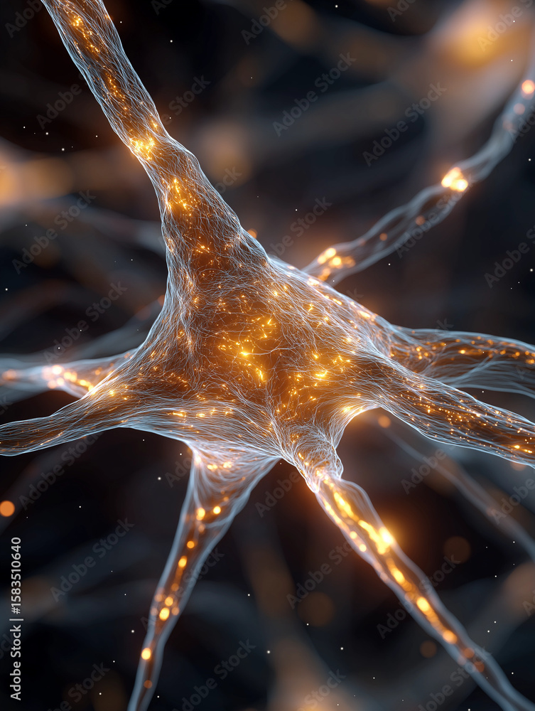 Aufkleber network of neurons: an intricately detailed artistic rendering of a neuron network, showcasing the c