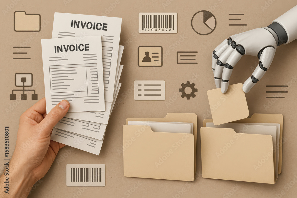 Poster efficient management financial documents relies on precise organization and automation for streamlin
