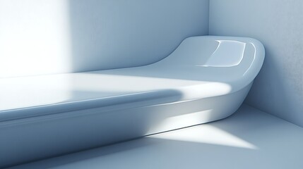 Modern, minimalist chaise lounge in a white room