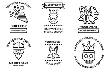 Fototapeta premium Set of illustrations in party and event concepts in line drawing style