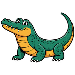 Naklejka premium Cute Green Cartoon crocodile, alligator animal vector Character Illustration