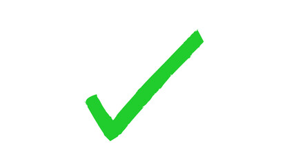 Hand drawn green brush check mark icon. Green tick mark. Doodle check mark, correct sign with grunge sketch style. Vector illustration. © LionStudio