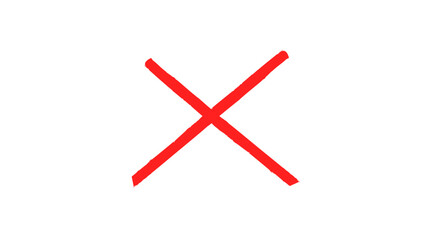 Hand drawn red cross mark with marker pen vector illustration. Red x sign draw. Red cross marker icon.