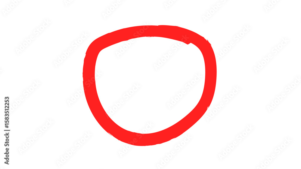 Fototapete hand drawn bold paint brush red circle mark vector illustration. bright red circle marking and highl