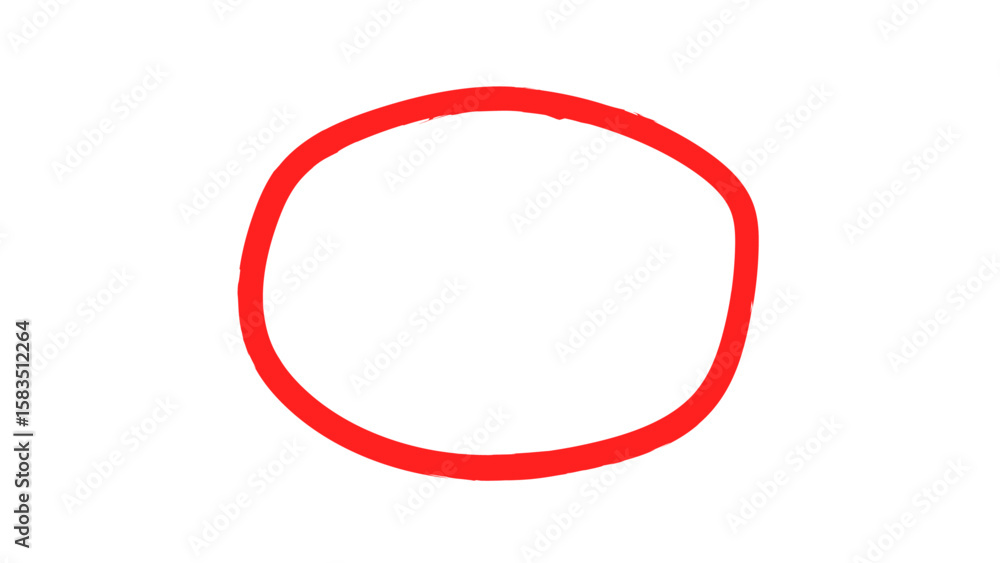 Fototapete highlight red circle mark for marking text. bright hand drawn red scribble ovals and bubbles and hig
