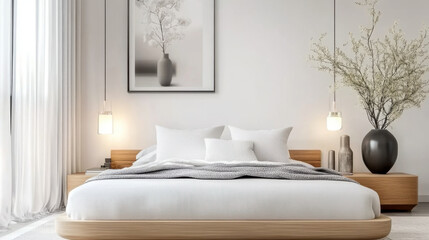 White Bedroom style Scandinavian interior design of modern