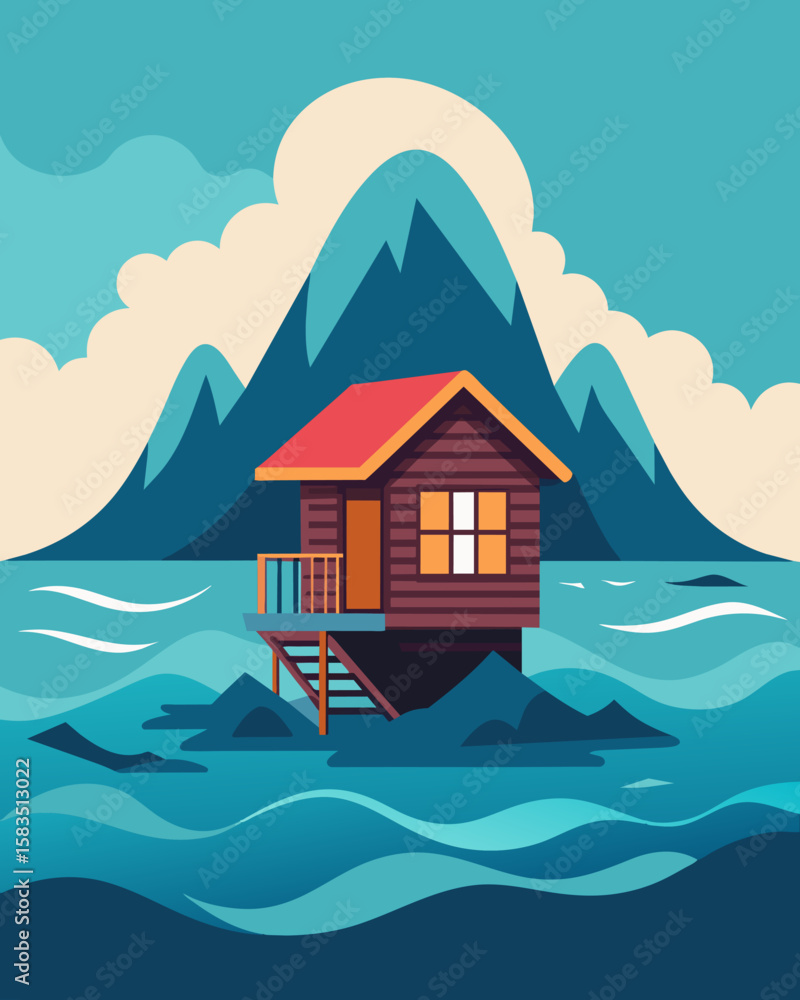 Poster the sound of waves gently rocking the floating cabin becomes the background noise to a productive wo