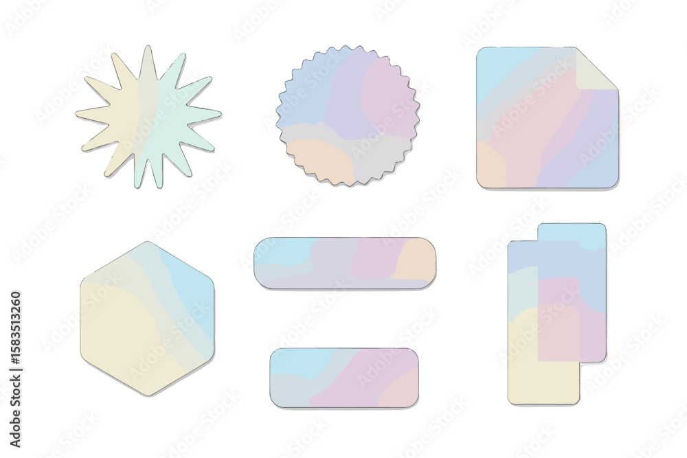 Poster colorful translucent shapes arranged artistically on a plain background for design projects and crea