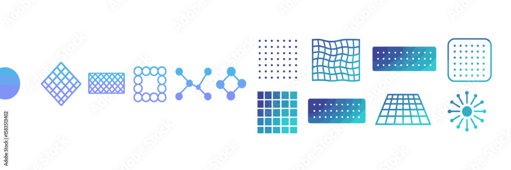 Poster colorful geometric patterns and shapes display innovative design concepts in a modern graphic layout